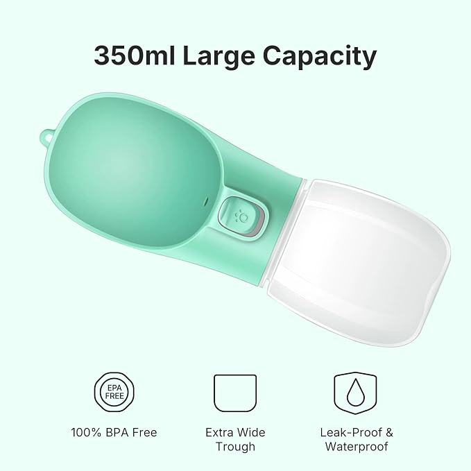 Portable Dog Water Bottle 300ml Leak Proof Pet Drinking Bottle for Dogs & Cats, Outdoor Travel Water Dispenser for Walking Hiking Camping (Lake Green) - Image 2