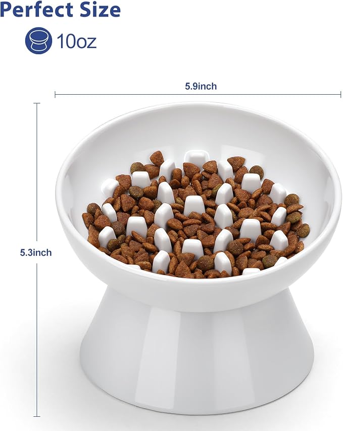 Ceramic Slow Feeder Cat Bowl, 2 Cups Tilted Elevated Honeycomb Food Dish | Premium Ceramic Material, Suitable For Dry And Wet Food, Honeycomb Structure Reduces Vomiting & Bloating For Cats - Image 6