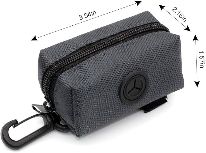 SLSON Pet Waste Bag Dispenser Zippered Pouch,Portable Dog Poop Bag Holder Leash Attachment Lightweight Fabric Bags (Dark Grey) - Image 6