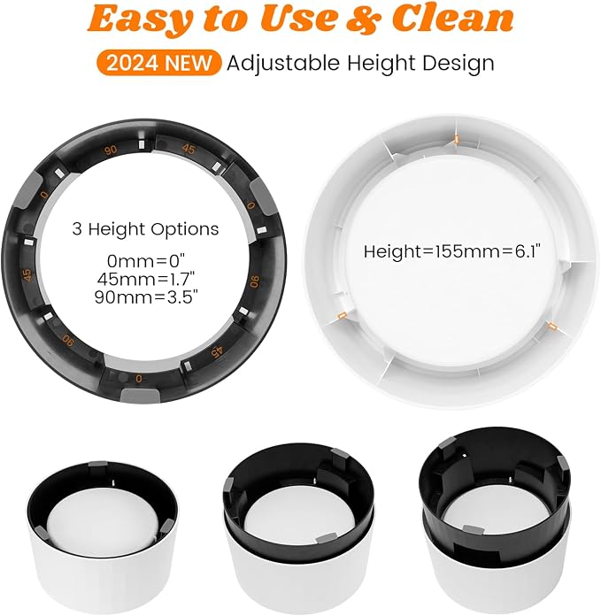 Pawque Raised 95oz Slow Drinking Dog Water Bowl No Spill Medium Large Breed | Single Elevated Stainless Steel Water Bowl with Floating Disc, Stable Sturdy Base and Snap on Adjustable Height Stand - Image 6