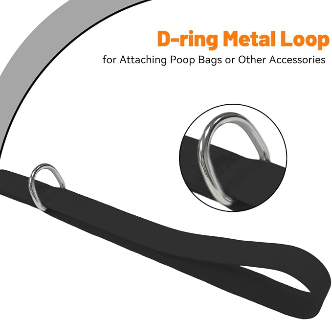 Waterproof Dog Leash, 5/6 FT Durable Odor-Proof Dog Leashes with Strong Metal Hooks Fits Small Medium or Large Dogs (Black, 6FT - 1 inch Width) - Image 3