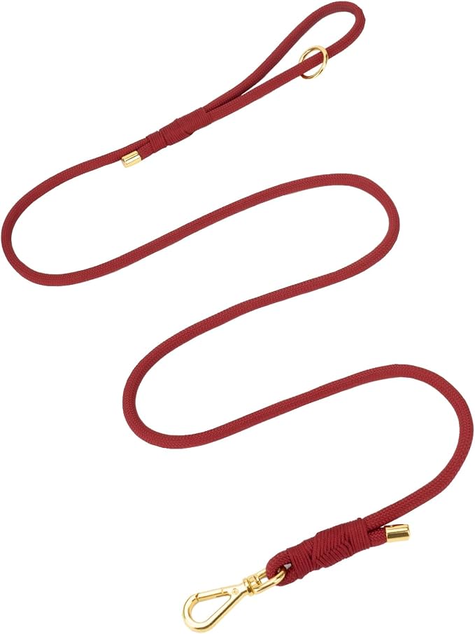 5FT Dog Leash 5/16 inch Puppy Cat Rope Lead | Burgundy Red, with Anti-tangle Swivel Clip, Comfortable Non-slip Grip Handle, Ideal for Daily Walks, for Small Medium Dogs by Sunraymascota