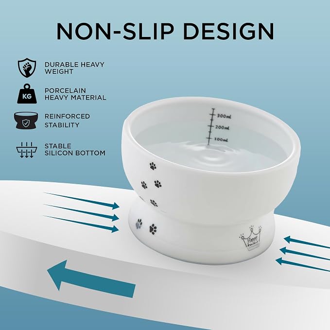 Necoichi Ceramic Elevated Cat Water Bowl, Whisker-Friendly (Cat, Regular) - Image 6