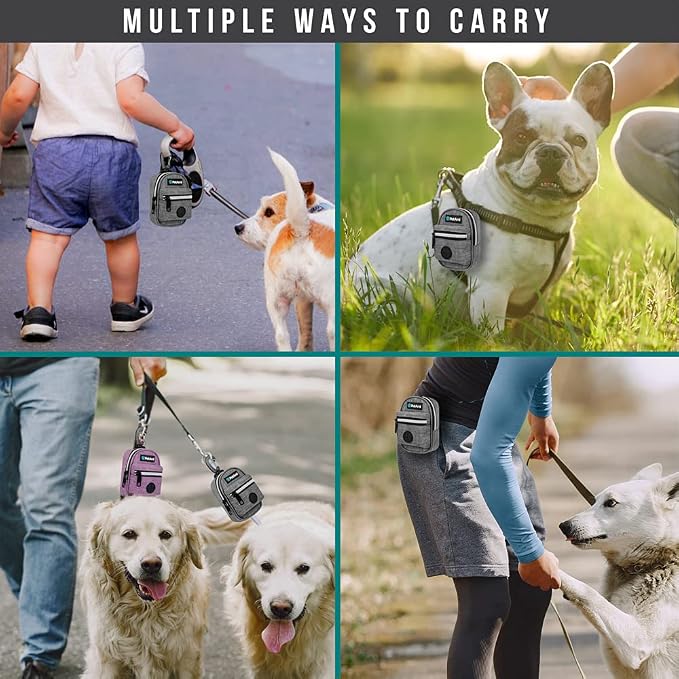 PetAmi Dog Poop Bag Holder for Leash, Waste Bag Dispenser Pet Pouch, Grey | Doggy Puppy Walking Accessories Travel Camping, Dog Treat Pouch Supplies Must Have, Doggie Poo, Jogging, Walks - Image 2