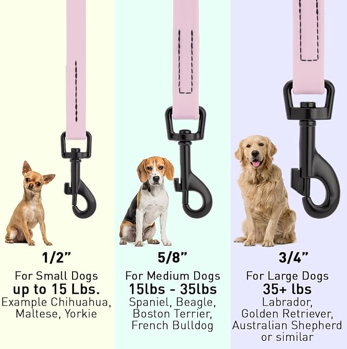 Dogline Biothane Waterproof Dog Leash Strong Coated Nylon Webbing with Black Hardware Odor-Proof Easy to Clean High Performance for Small or Large Dogs Made in USA 4 or 6 ft Lead, Pastel Purple - Image 3
