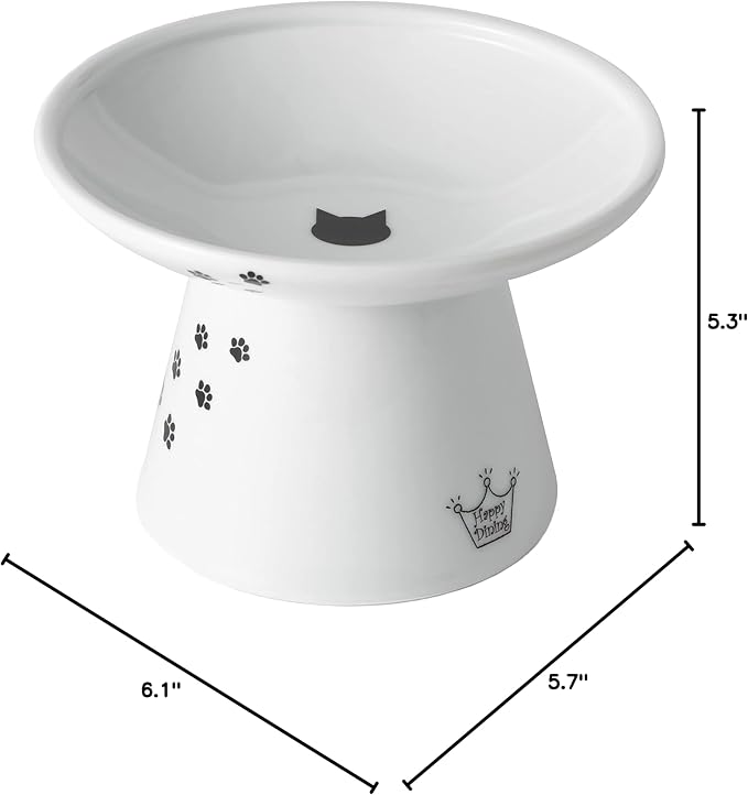 Necoichi Ceramic Extra-Wide Elevated Cat Food Bowl (Cat, Extra Wide) - Image 12