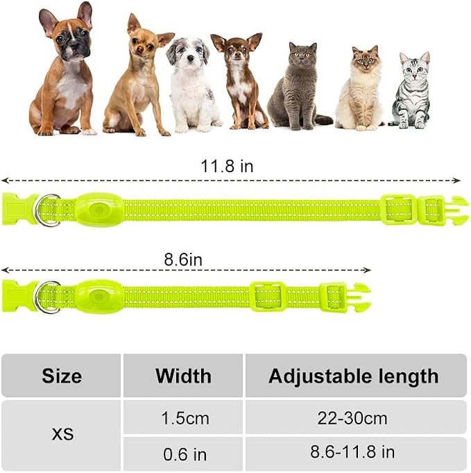 Light Up Dog Collar for Small Dogs - LED Dog Collar Rechargeable Adjustable Puppy Collars, Glow in The Dark Dog Lights for Night Walking（X-Small, Green） - Image 4