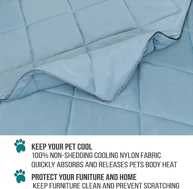 PetAmi Premium Cooling Dog Blanket | Lightweight Fluffy Pet Throw Blanket Bed Cover for Dogs, Cat, Puppies | Pet Blanket Furniture Protector Couch Sofa | Reversible Fuzzy Cozy | 90x90, Dusty Blue - Image 4