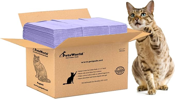 PetsWorld Universal Fit Cat Pad Refills for Litter Box, Unscented, Odor Control, Pack of 100 by PETSWORLDsupplyforpets
