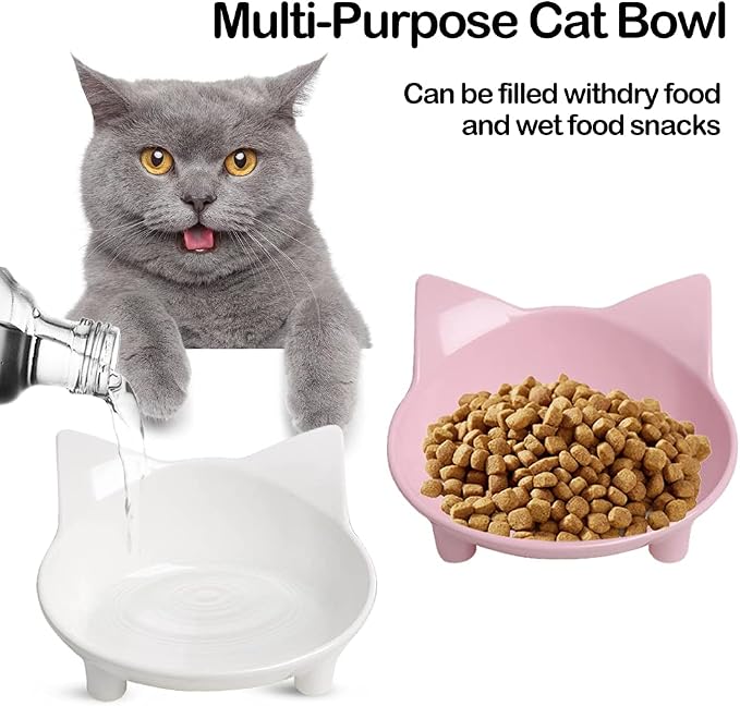 Cat Food Bowls, Non-Slip Shallow Wide Whisker Friendly Dishes for Indoor | Food Grade Safe Feeding Bowls for Kittens, Puppies & Rabbits, Easy to Clean, Relieves Whisker Fatigue, Ideal for Food & Water - Image 3