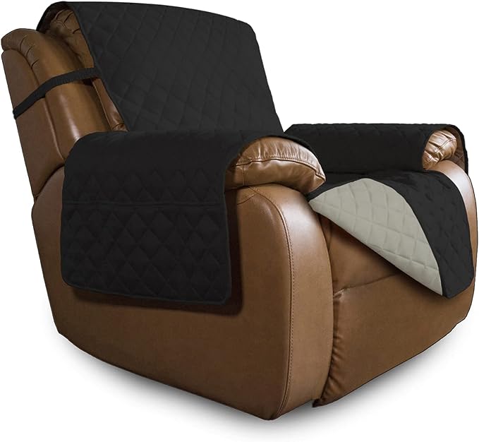 Easy-Going Reversible Couch Cover, Oversized Recliner, Black/Beige | Machine Washable Slipcover For Dogs, Water Resistant Furniture Mat For Living Room, Non-Slip Sofa Cover, Pet Friendly by Easy-Going