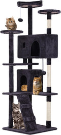 FDW | 70" Cat Tree Tower | Ashy | Multi-Level Indoor Activity Center with Sisal Scratching Posts, Condos, Plush Perches, Hanging Cat Toys | Sturdy, Easy to Assemble | for Kittens & Adult Cats by FDW