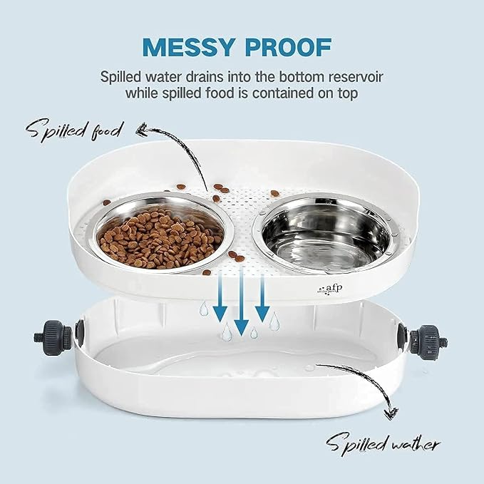 All for Paws Elevated Dog Bowls, Stainless Steel Food & Water Bowls, Height Adjustable Raised Cat Feeder Mess Proof Pet Feeding Bowls for Small to Large Size Dogs - Image 4