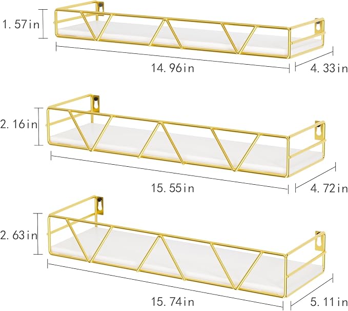 Floating Shelves Set of 3, Wood Wall Shelf, Farmhouse Shelf for Bedroom | Wall Mounted Floating Shelf for Living Room, Bedroom, Bathroom, Kitchen, Office - Image 3