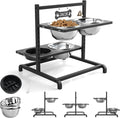 SHAINFUN Elevated Dog Bowl Stand with 4 Stainless Steel Bowls (58oz) & 1 Slow Feeder, 9 Height Adjustable Raised Dog Bowl from 4.9" to 14.5" for Large Dogs & Multi-Pet Homes by SHAINFUN