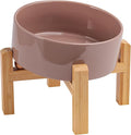 Khaki Elevated/Raised 15°Tilted Anti Slip Ceramic Dog Bowl for Small/Medium Breeds,Slanted Bulldog Big Face Pet Food Water Feeding Dish with Stand for Cats and Dogs (3.6 Cups/28 OZ) by DJJJOOYSCeramicDogBowl