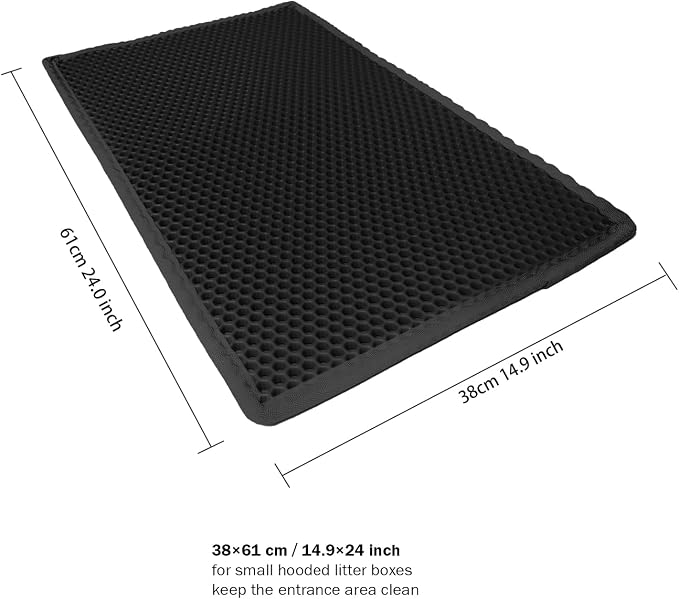 Small Cat Litter Mat Double Layer Waterproof Proof Litter Box mat, Non-Slip Design, Reduces Litter Scatter, Easy to Clean, Black 24''x 14.9''Inch - Image 7
