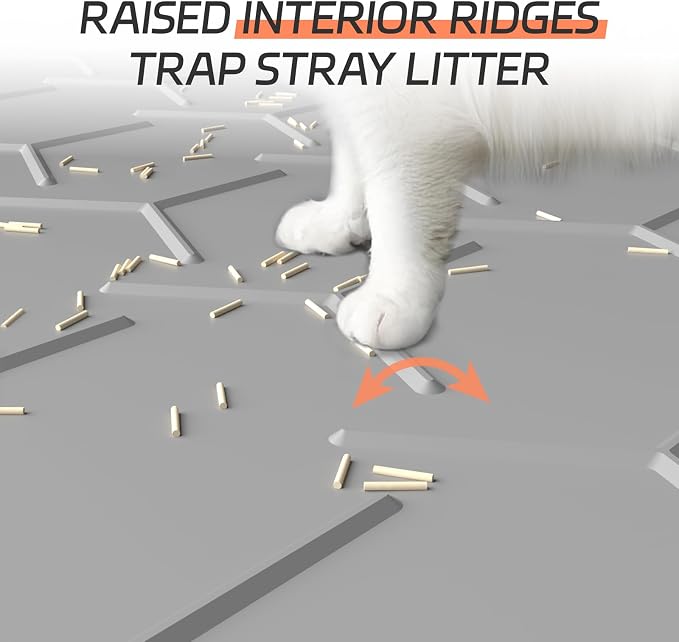 Bulkniu Silicone Cat Litter Mat, 22"x34", Raised Edge Waterproof, Grey | Litter Trapping & Recycling, Easy to Clean, Non-Slip, Durable Safe & Odorless, Paw Friendly - Image 3