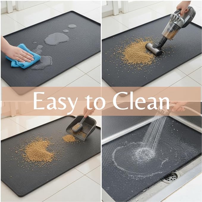 Cat Litter Mat, Extra Large 51"x25.6" Silicone Litter Box Mat, High Edge | Kitty Litter Mat for Auto Litter Box Areas, Waterproof Non-Slip Litter Mat, Easy Clean, Raised Lip Contains Multi-Cat Mess - Image 6