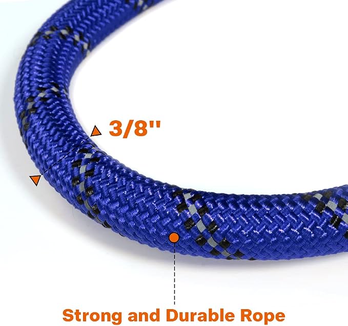 Taglory Rope Dog Leash for Small Medium Dogs, 4 FT Padded Handle, Navyblue | Made of Climbing Rope, Reflective for Night Walks and Training, Comfortable Grip, Anti-tangle Swivel Clip, 3/8 inch - Image 3