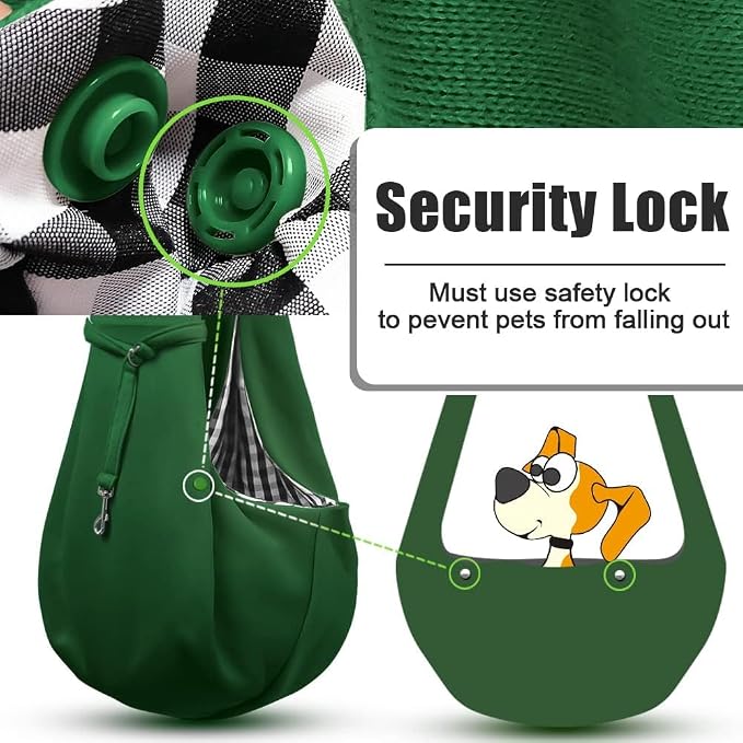 Tomkas Small Dog Cat Sling Carrier Puppy Purse Travel Wrap Soft Crossbody Pet Bag (Emerald Green, M - Zip Pocket & Adjust Strap) - Image 7