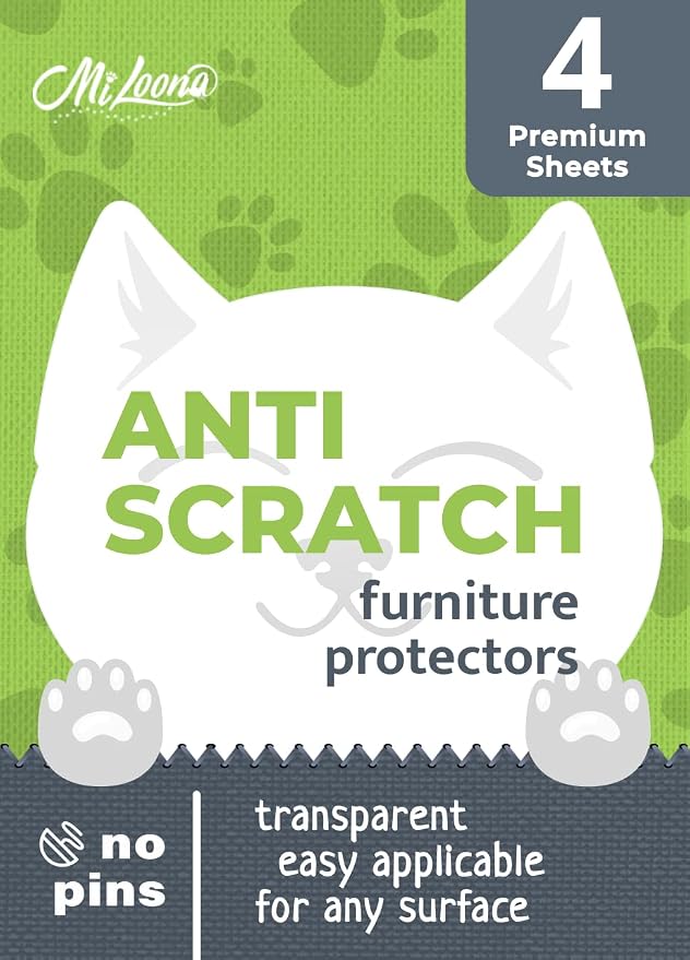 Anti Cat Scratch Furniture Protector 4 Sheets- Couch Covers for Cats- Cat Scratch Deterrent for Furniture- Couch Scratch Protector from Cats- Anti Scratch Furniture Protector by Miloona