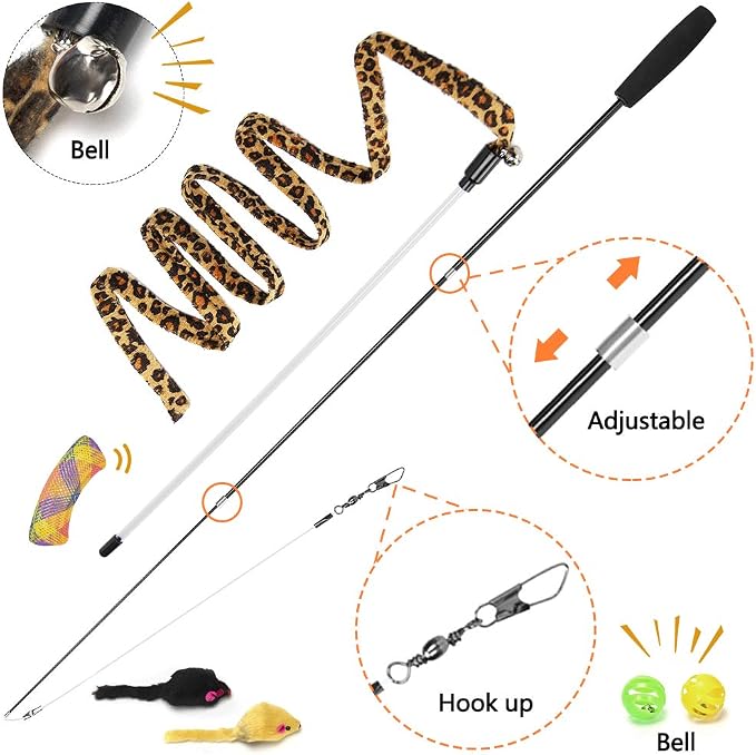 AWOOF Butterfly Cat Wand Cat Toys Set, Realistic Crinkle Catnip Butterflies Kitten Toys with Retractable Interactive Cat Wand 11 PCS Cat Toys for Indoor Cats | Butterfly Cat Toys Set, Crinkle Catnip Butterflies Kitten Toys with Retractable Interactive ... - Image 8