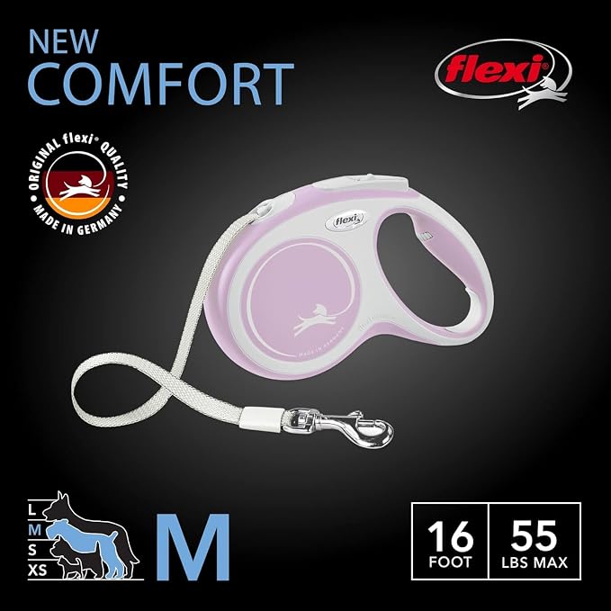 FLEXI® Comfort Tape Retractable Dog Leash, Medium, 16 ft - Pink/Rose - Image 2