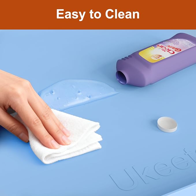 34" x 22" Extra Thick Silicone Mat Waterproof with Raised Edge, Blue | Under Sink Mat for Kitchen & Bathroom, Kitchen Cabinet Liner, Multi-Purpose for Storage & Protection - Image 6