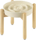 Havniva Elevated Slow Feeder Dog Bowls, Ceramic Dog Bowl Slow Feeder | 1.6 Cups Raised Slow Feeding Bowl for Medium Breed, Puzzle Dog Food Bowl with Wooden Stand, Non-Slip, Anti-Choking by Havniva