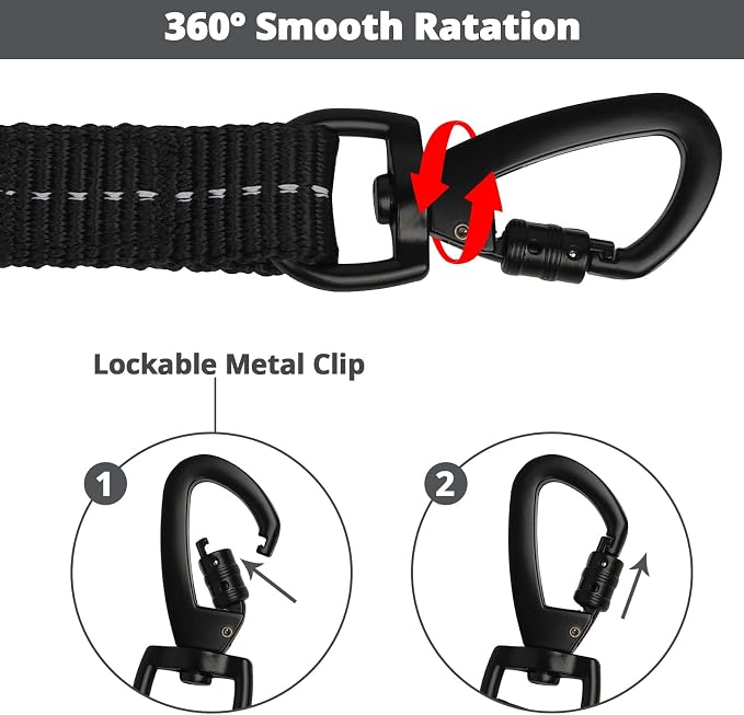 jenico Long Dog Leash 50FT: Heavy Duty Rope Leashes for Dogs Training with Swivel Lockable Hook Reflective Threads Bungee and Padded Handle - Dog Lead for Large Small Medium Dogs Outside Walking - Image 2