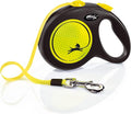 FLEXI® Neon Tape Retractable Dog Leash, Large, 16 ft - Neon Yellow/Black | German engineered, original flexi leash, durable quality for dogs up to 110 lbs, tangle-free, walking, reliable brake system by Flexi