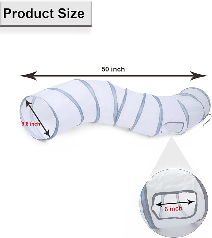 Cat Tunnel, Cat Tunnels for Indoor Cats, S-Shape Foldable Cats Cave | Interactive Toy Pet Tube with Interactive Peephole Crinkle Sounds for Rabbits, Kittens, Ferrets, Puppy Playing & Exploring - Image 3