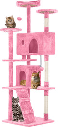 FDW | 70" Cat Tree Tower | Pink | Multi-Level Indoor Activity Center with Sisal Scratching Posts, Condos, Plush Perches, Hanging Cat Toys | Sturdy, Easy to Assemble | for Kittens & Adult Cats by FDW