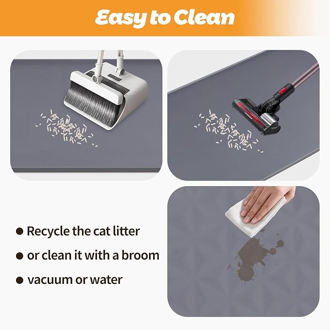 Cat Litter Mats,51"x25.6"Extra Large Silicone Cat Mat for Litter Box | Kalolary Easy to Clean Kitty Litter Trapping Mat,Soft on Kittys Paws,Waterproof, Urine-Proof Kitty Litter Mats for Floor,Grey - Image 5