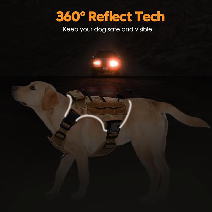 Heavy-Duty Tactical Dog Harness for Large Dogs, No Pull Adjustable Reflective Pet Vest with Molle System, K9 Military-Grade Control for Service Training, Outdoor & 10+ Breeds, Desert Camo, Medium - Image 5