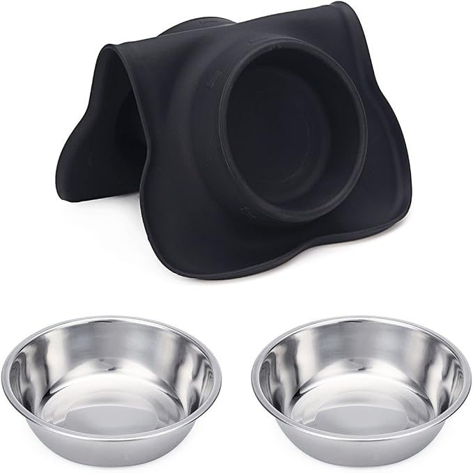 Hubulk Pet Dog Bowls 2 Stainless Steel Dog Bowl with No Spill Non-Skid Silicone Mat + Pet Food Scoop Water and Food Feeder Bowls for Feeding Small Medium Large Dogs Cats Puppies (Large, Black) - Image 7