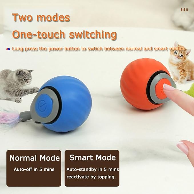 Speedy 2.0 Tail Cat Toys for Bored Indoor Adult Cats,2025 New Generation Interactive Cat Toys for Indoor Cats,Automatic Moving Ball with Tail,Cat, Orange - Image 4
