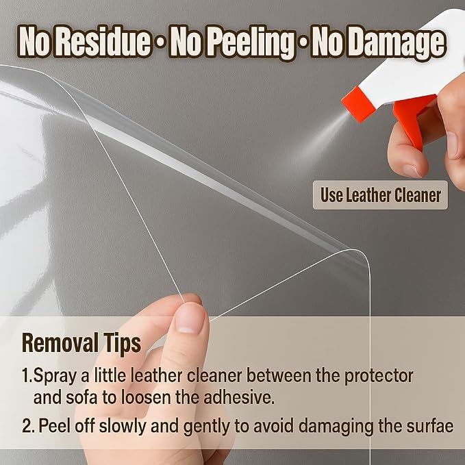 118"×11.8" Cat Scratch Furniture Protector for Leather Couch | No Pins Clear Anti Scratch Tape, Couch Protector from Cat Claws, Furniture Protectors from Cats Scratching, Easy to Remove - Image 4