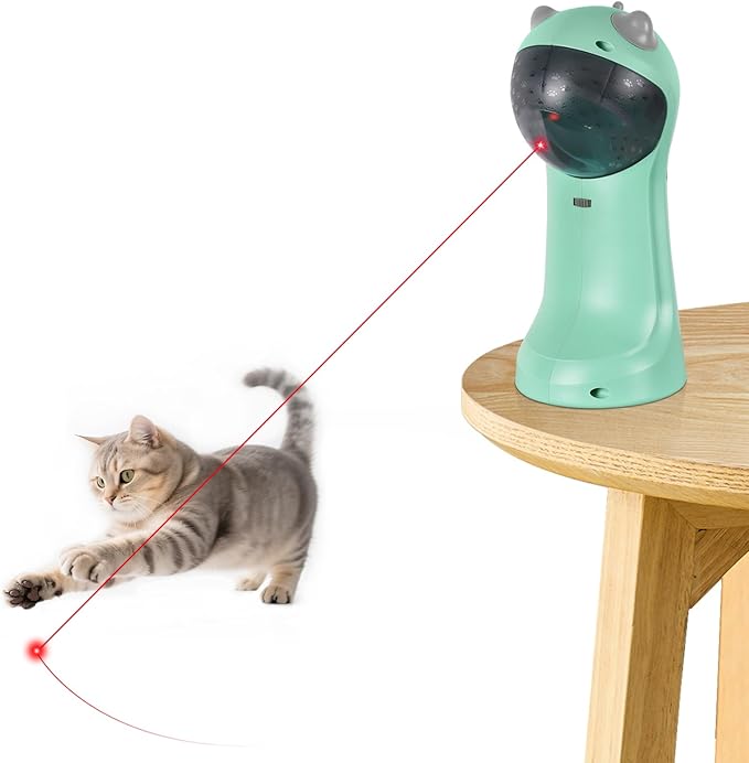TBTeek Cat Toy, Automatic Cat Toy, 5 Fun Patterns, 4 Speed Modes (Green) | Motion-Activated, Rechargeable, Adjustable Light Angles, Random Trajectory by TBTeek