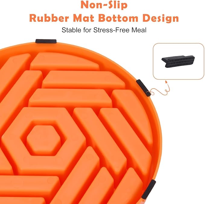 TOBYTO Slow Feeder Dog Bowls Large Medium Breed,Anti-Choking Slow Eating Dog Food Bowl,Non Slip Pet Slower Food Feeding Bowls Large Puzzle Slow Feeder Bloat Stop Maze Dog Dishes,Orange - Image 8