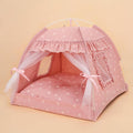 Selena Cat Bed Tents Dog House Indoor Outdoor Lace Mesh Breathable Windows Door Curtains Removable Portable Nest Teepe House (Medium,Pink(Ruffled Teim)) by Unknown