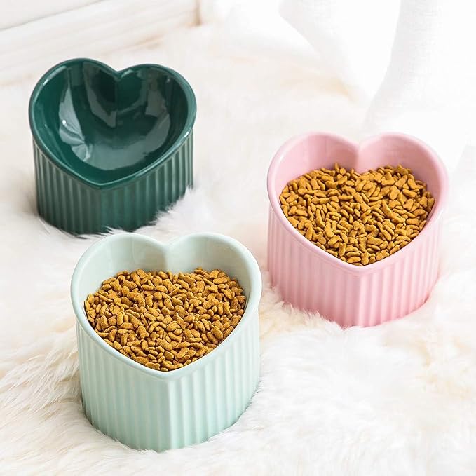 Pink Ceramic Raised Cat Bowls, Tilted Elevated Food or Water Bowls, Stress Free, Backflow Prevention, Dishwasher and Microwave Safe, Lead & Cadmium Free - Image 9