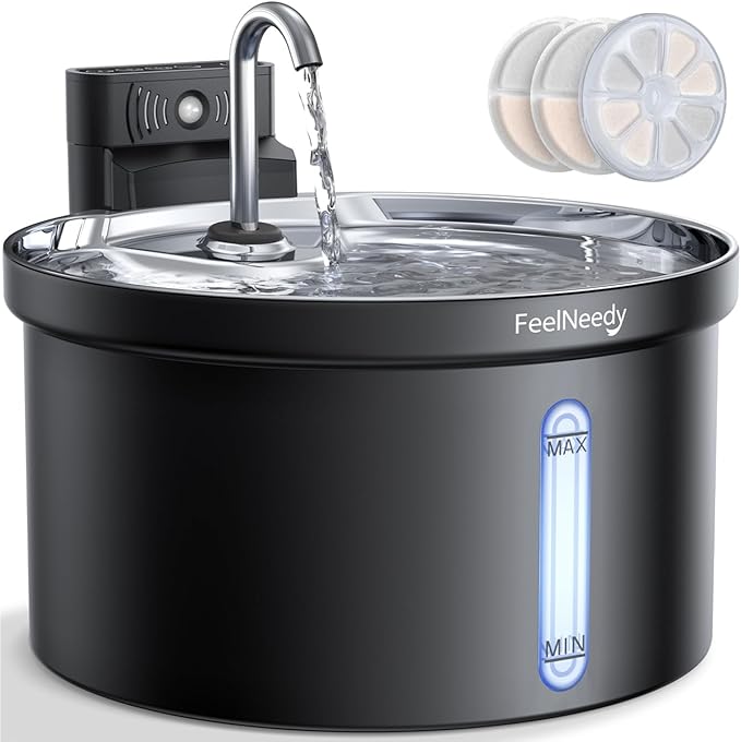 Wireless Cat Water Fountain [Water & Battery Separation] FEELNEEDY 4000mAh Battery Operated Cat Fountain, Cordless Pet Fountain with Motion Sensor for Cats Dogs-3.5L/118oz by FEELNEEDY
