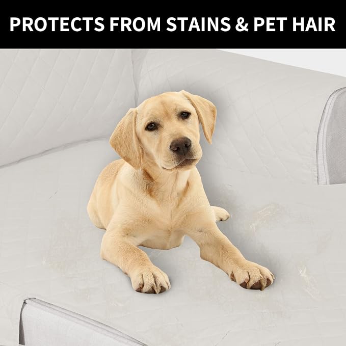 Easy-Going Reversible Chaise Lounge Couch Cover Water Resistant Sofa Cover Sectional L Shaped Sofa Slipcover with Adjustable Straps Furniture Protector for Dogs (115X34 in, Ivory/Ivory) | Machine Washable Slipcover For Dogs, Water Resistant Furniture M... - Image 4