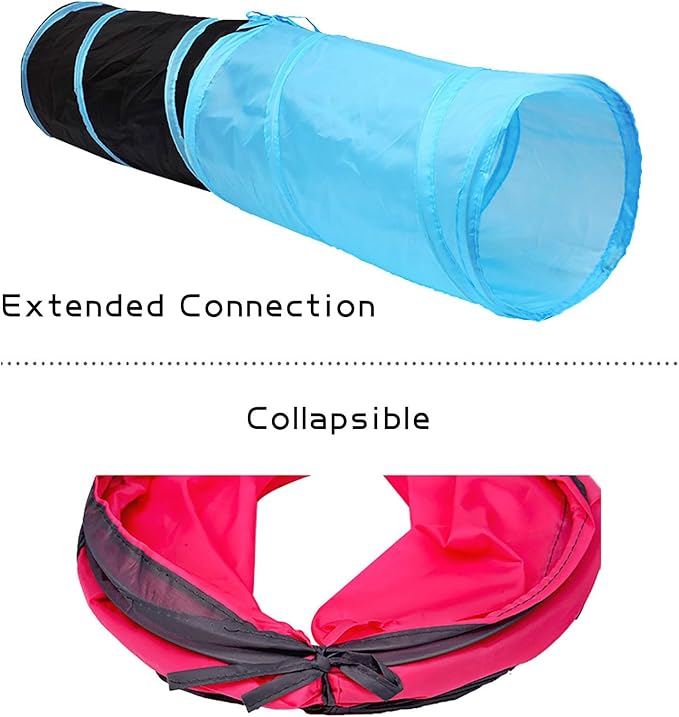 iCAGY Cat Tunnel for Indoor Small Cats Kittens Rabbits, Foldable Tube Toys | Interactive Pet Crinkle Pop Up Tunnel Play Toys, Relieve Cat Boredom, Light Pink 20" - Image 3