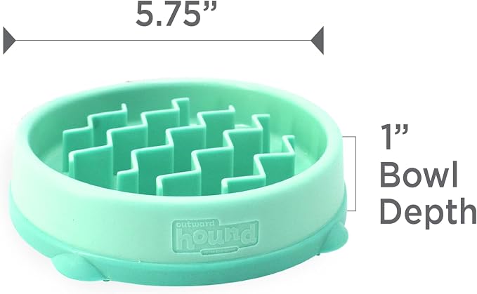 Outward Hound Fun Feeder Slo Bowl – Small 3/4-Cup Capacity, Slow Feeding, Small Dogs, Puppies & Cats, Non-Slip, Mint, Wave Pattern | Slows Fast Eaters, Can Aid Digestion, Holds 3/4 Cup Dry or Wet Food, Non-Slip Base, No BPA, Small Dogs, Puppies & Cats - Image 7
