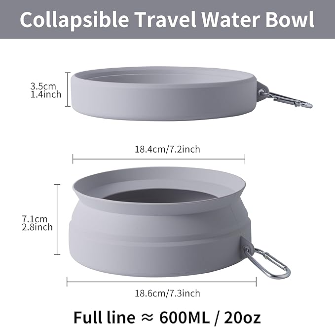 SLSON Spill Proof Dog Water Bowl for Cars,Collapsible No Splash Dog Travel Bowls Integrated Molding Portable Pet Bowl for Vehicle Road Trip Truck,RV,SUV,Boat Accessories (Cold Grey) - Image 5
