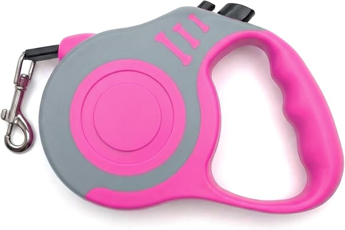 Retractable Dog Leash Lightweight 10/16FT Leash with Non-Slip Handle, for Small Dogs Puppy(Gray Pink, 10FT) | with Non-Slip Handle for Small Dogs Puppy (Gray Pink, 10FT) by PETIMP