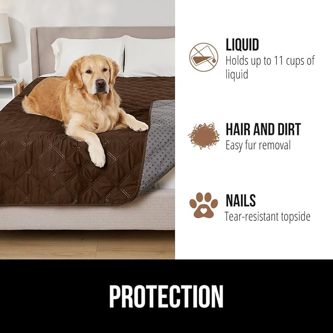 GORILLA GRIP® Waterproof Dog Blanket, Couch Cover for Dogs, 68x82 Chocolate | Silicone Grip Backing, Washable, Leakproof, Protects Sofa, Sectional, Bed, Crate, Car and RV, Senior Pet Essential - Image 5